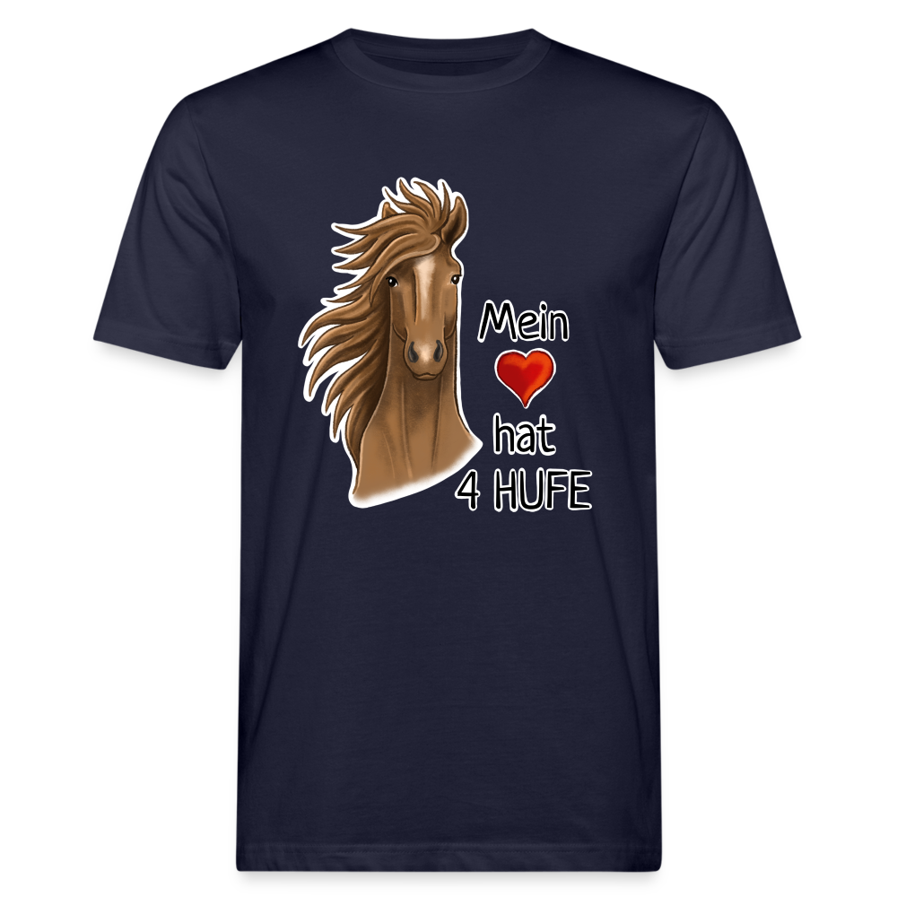 "Mein Herz hat 4 Hufe" Illustrations-Stil - Männer Bio-T-Shirt - Navy