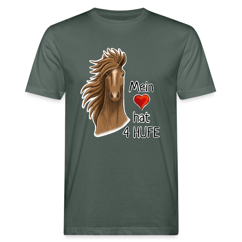 "Mein Herz hat 4 Hufe" Illustrations-Stil - Männer Bio-T-Shirt - Graugrün