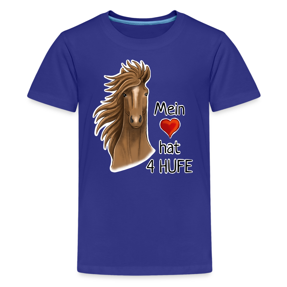 "Mein Herz hat 4 Hufe" Illustrations-Stil - Teenager T-Shirt - Königsblau