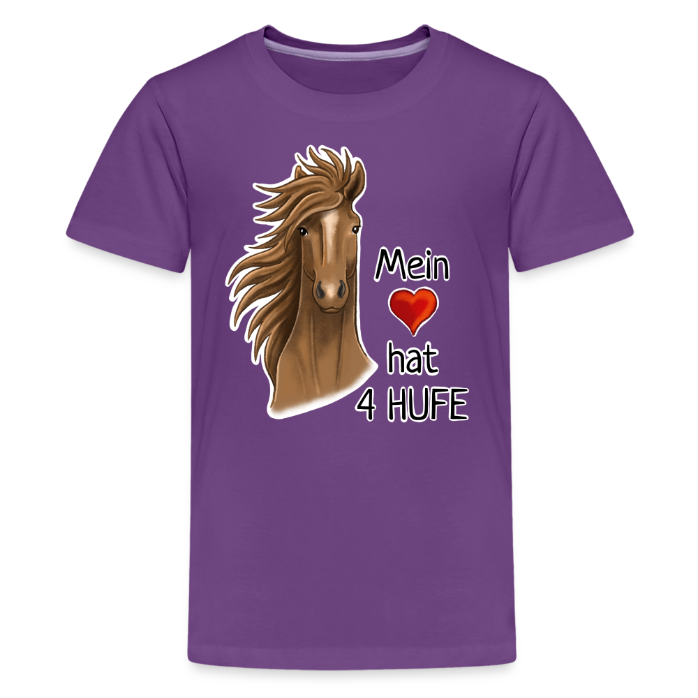 "Mein Herz hat 4 Hufe" Illustrations-Stil - Teenager T-Shirt - Lila