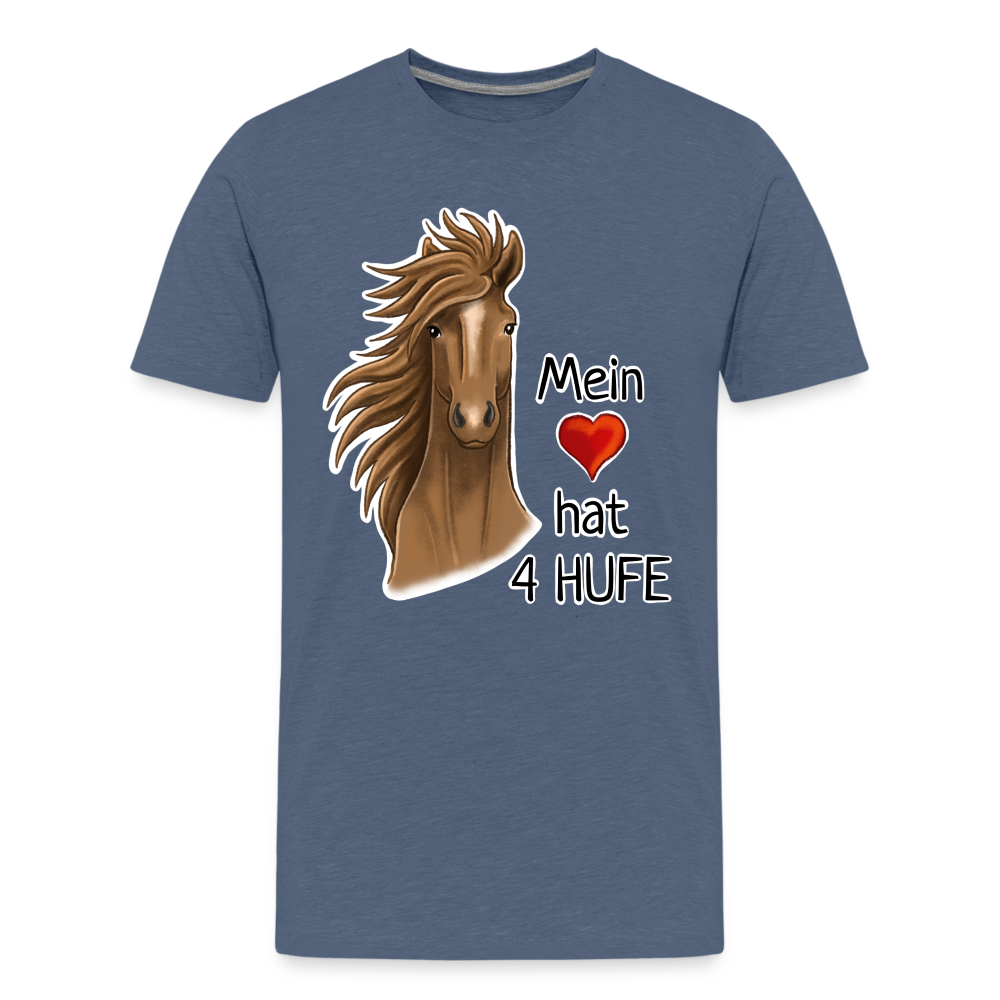 "Mein Herz hat 4 Hufe" Illustrations-Stil - Teenager T-Shirt - Blau meliert