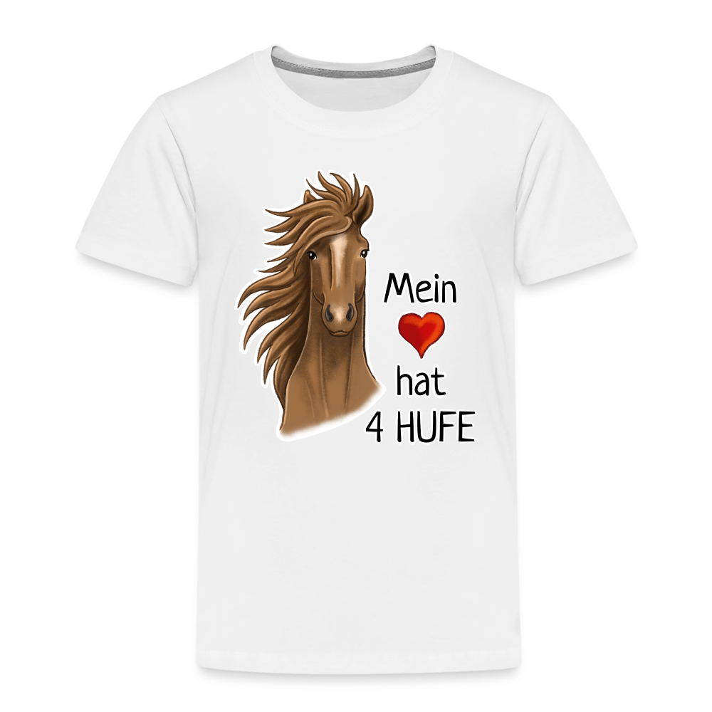 "Mein Herz hat 4 Hufe" Illustrations-Stil - Kinder T-Shirt - weiß