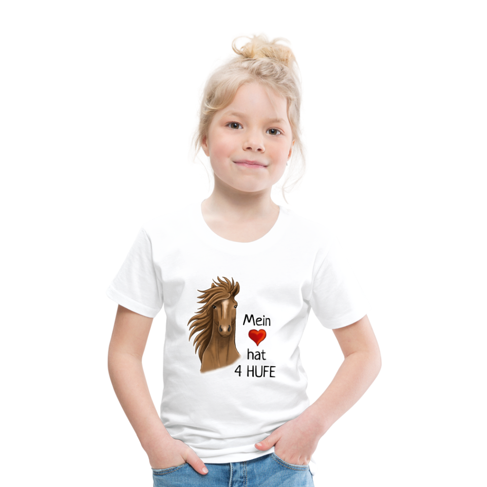 "Mein Herz hat 4 Hufe" Illustrations-Stil - Kinder T-Shirt - weiß