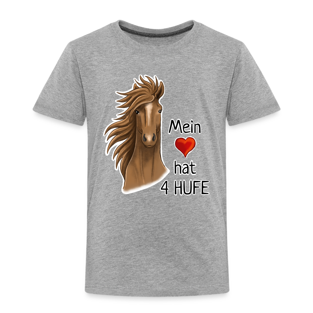 "Mein Herz hat 4 Hufe" Illustrations-Stil - Kinder T-Shirt - Grau meliert