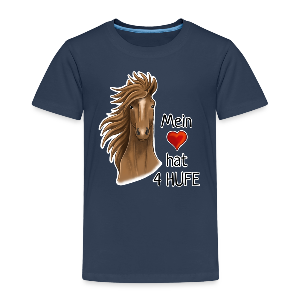 "Mein Herz hat 4 Hufe" Illustrations-Stil - Kinder T-Shirt - Navy