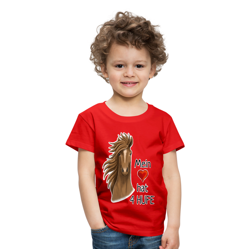 "Mein Herz hat 4 Hufe" Illustrations-Stil - Kinder T-Shirt - Rot