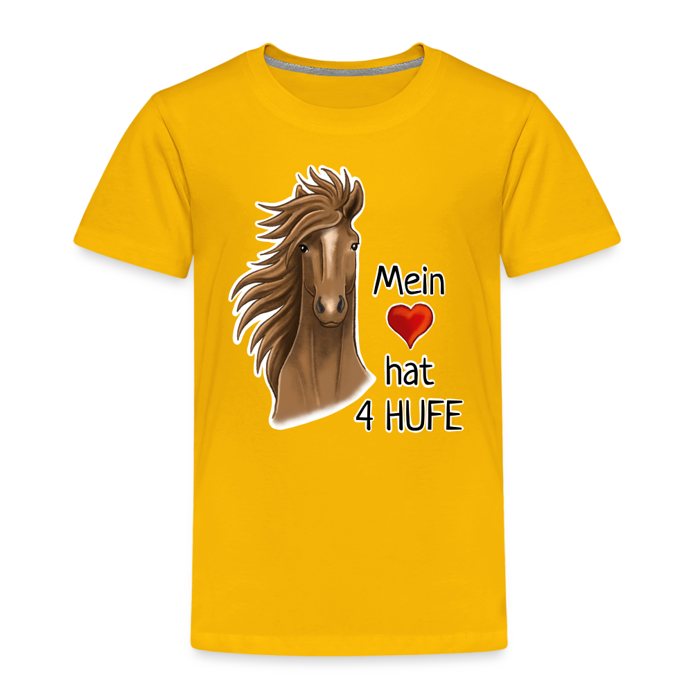 "Mein Herz hat 4 Hufe" Illustrations-Stil - Kinder T-Shirt - Sonnengelb
