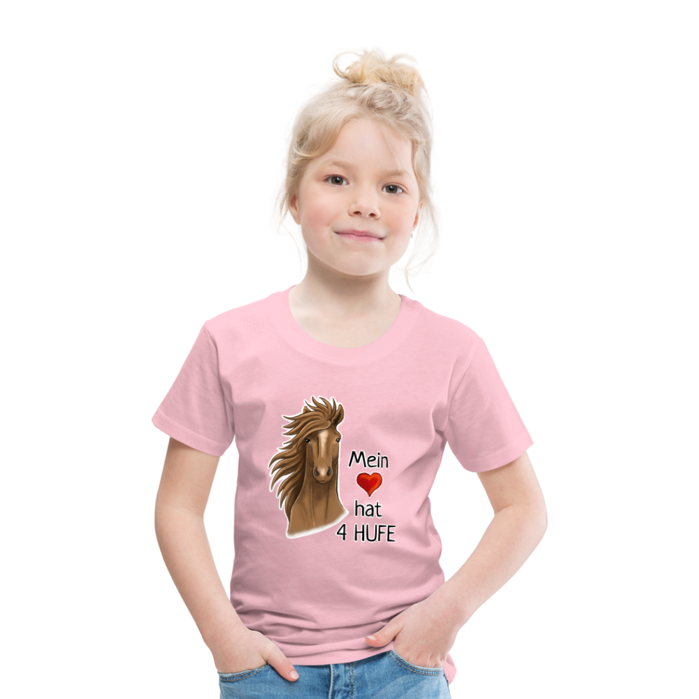 "Mein Herz hat 4 Hufe" Illustrations-Stil - Kinder T-Shirt - Hellrosa