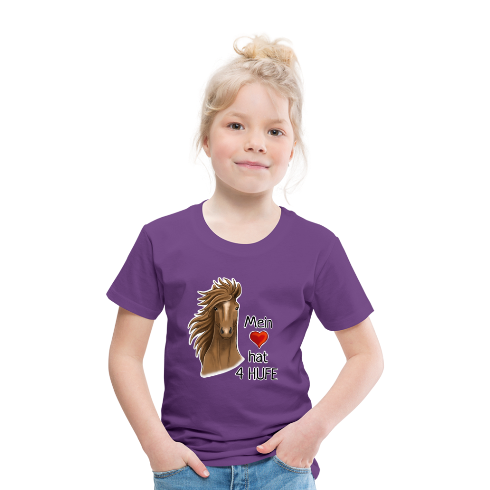 "Mein Herz hat 4 Hufe" Illustrations-Stil - Kinder T-Shirt - Lila