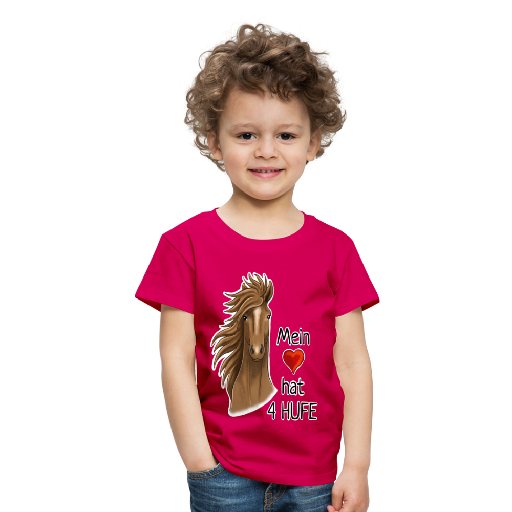 "Mein Herz hat 4 Hufe" Illustrations-Stil - Kinder T-Shirt - dunkles Pink