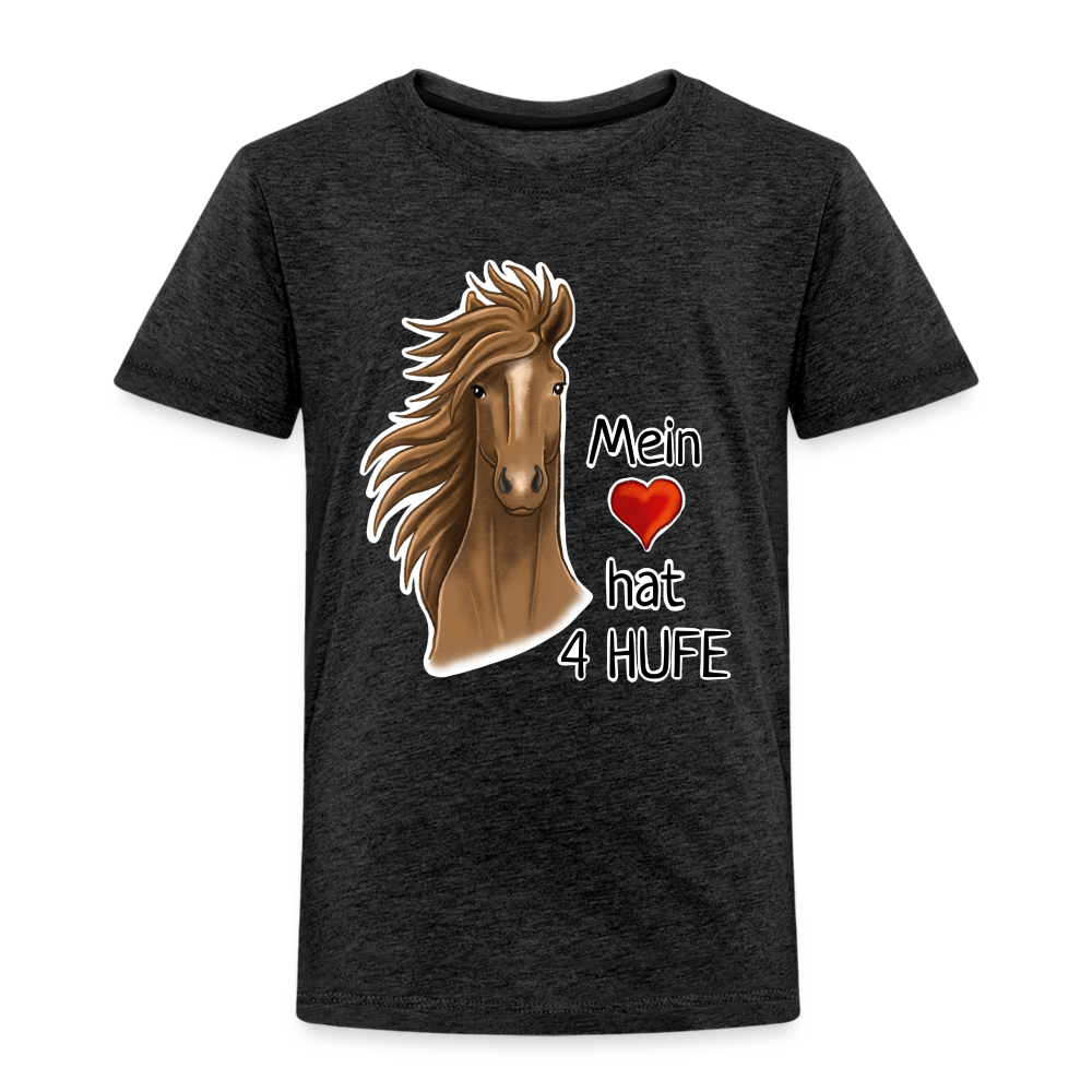 "Mein Herz hat 4 Hufe" Illustrations-Stil - Kinder T-Shirt - Anthrazit
