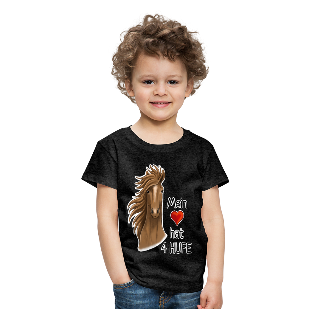"Mein Herz hat 4 Hufe" Illustrations-Stil - Kinder T-Shirt - Anthrazit