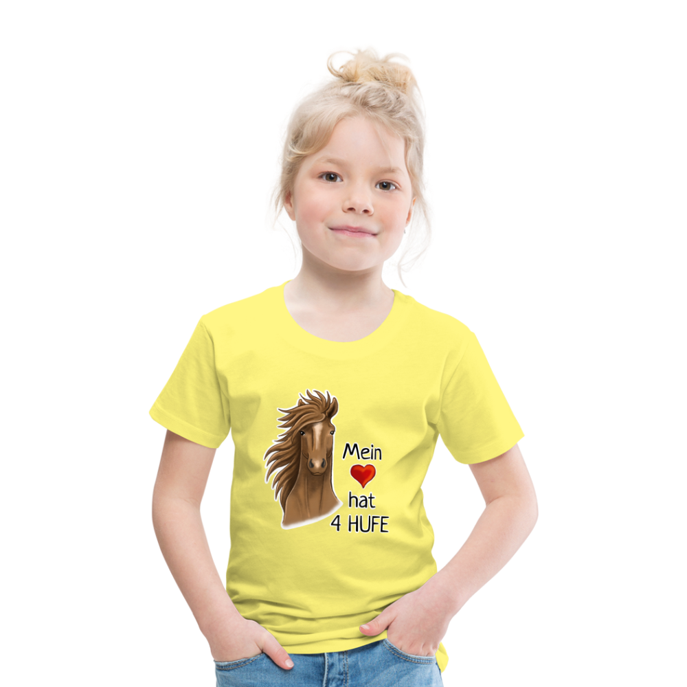 "Mein Herz hat 4 Hufe" Illustrations-Stil - Kinder T-Shirt - Gelb