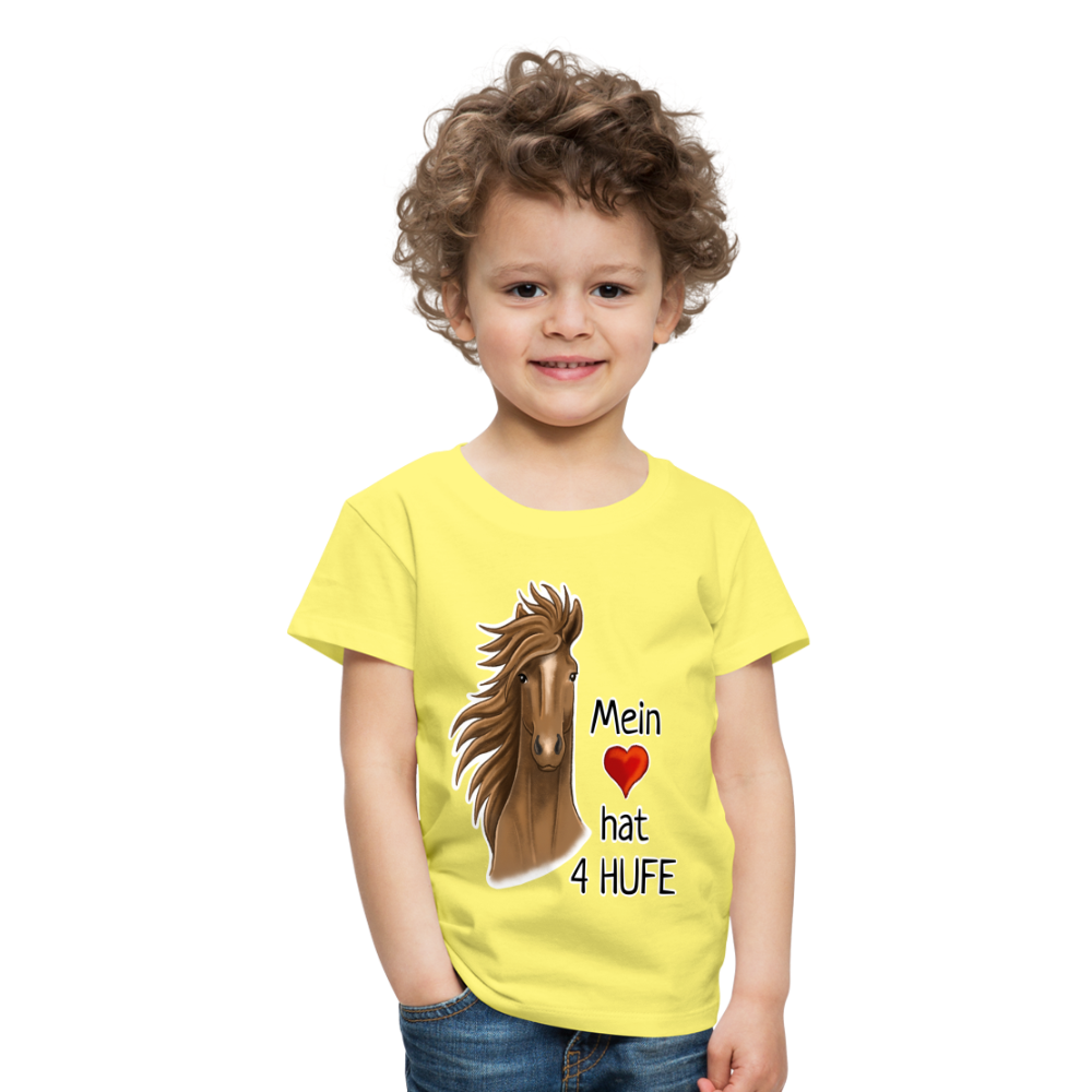 "Mein Herz hat 4 Hufe" Illustrations-Stil - Kinder T-Shirt - Gelb