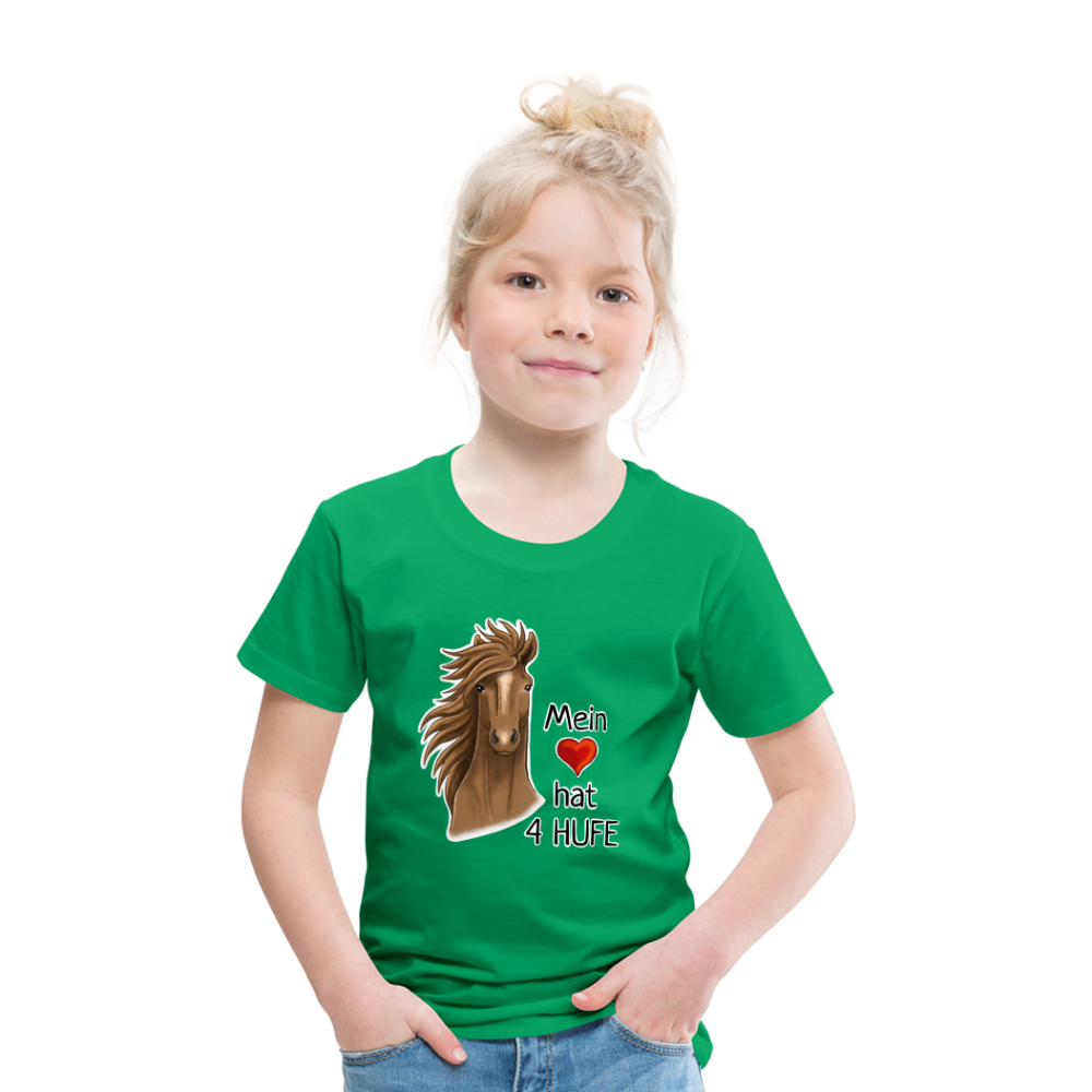 "Mein Herz hat 4 Hufe" Illustrations-Stil - Kinder T-Shirt - Kelly Green
