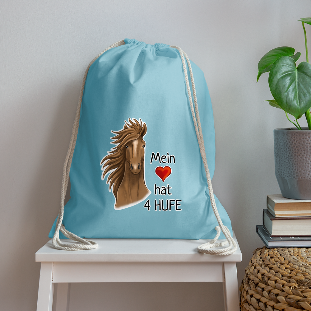 "Mein Herz hat 4 Hufe" Illustrations-Stil - Stallbeutel - Aqua