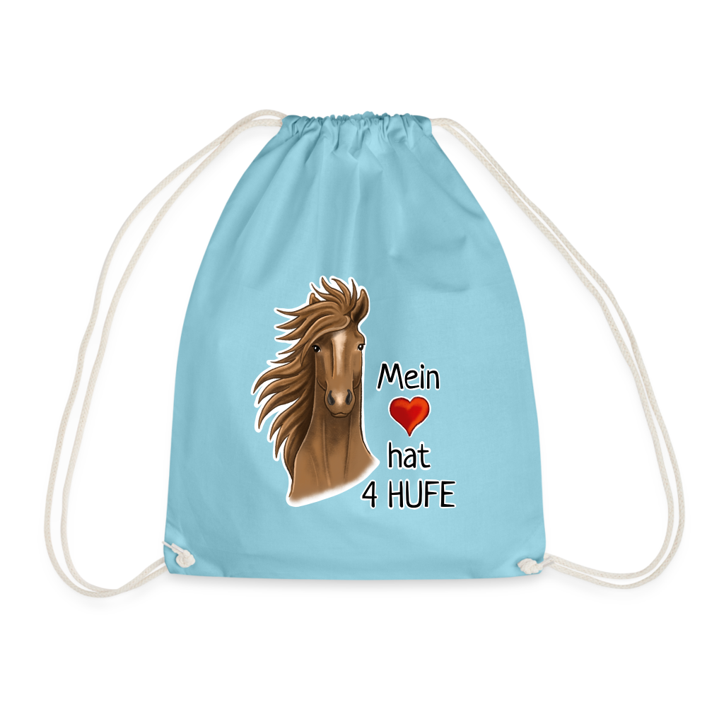 "Mein Herz hat 4 Hufe" Illustrations-Stil - Stallbeutel - Aqua