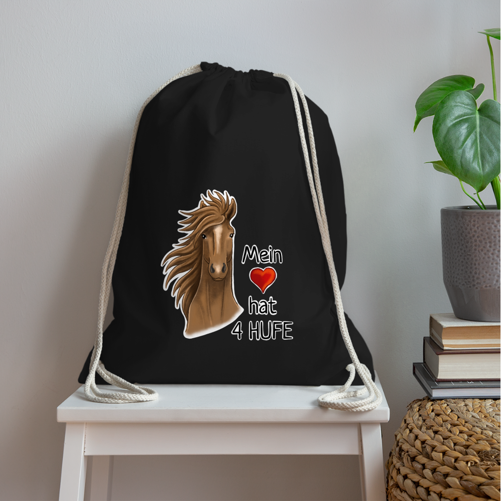 "Mein Herz hat 4 Hufe" Illustrations-Stil - Stallbeutel - Schwarz