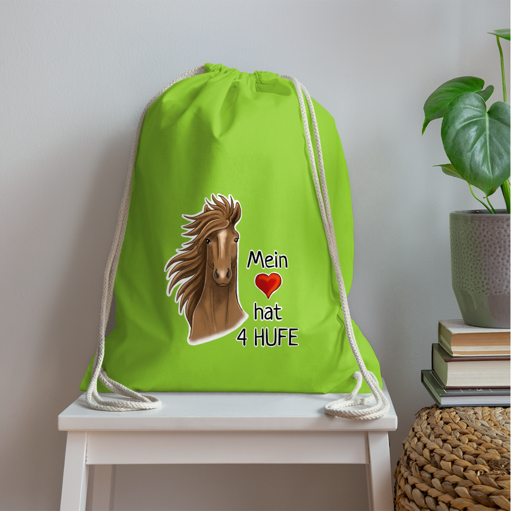 "Mein Herz hat 4 Hufe" Illustrations-Stil - Stallbeutel - Neongrün