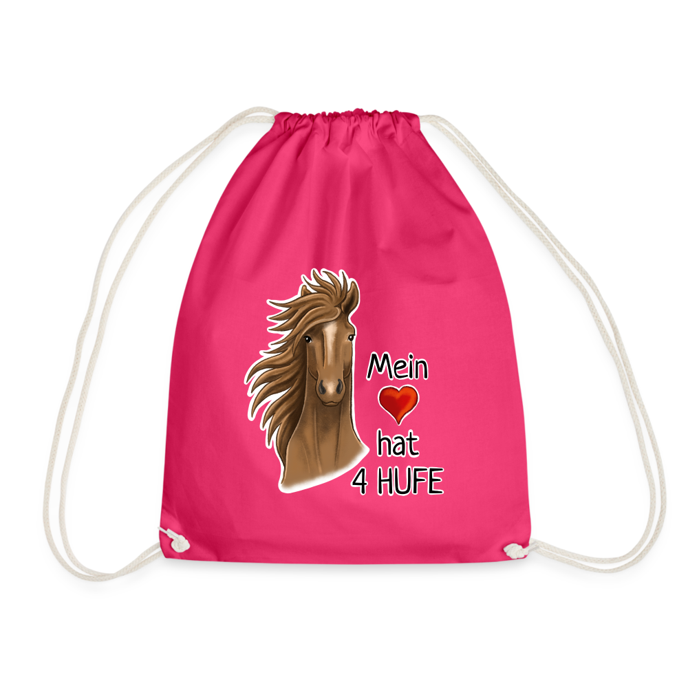 "Mein Herz hat 4 Hufe" Illustrations-Stil - Stallbeutel - Fuchsia