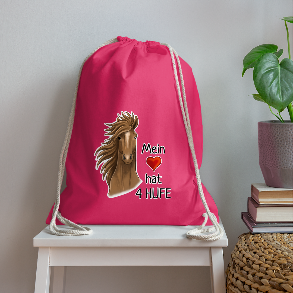 "Mein Herz hat 4 Hufe" Illustrations-Stil - Stallbeutel - Fuchsia