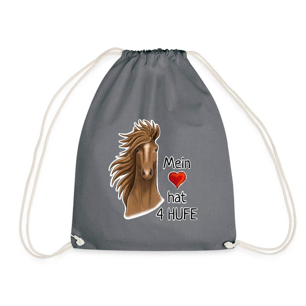 "Mein Herz hat 4 Hufe" Illustrations-Stil - Stallbeutel - Grau