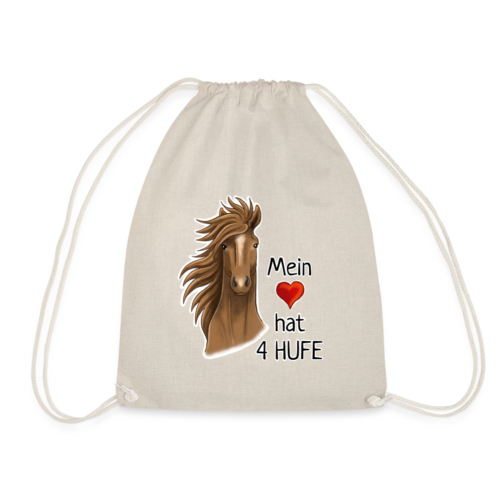 "Mein Herz hat 4 Hufe" Illustrations-Stil - Stallbeutel - Natur