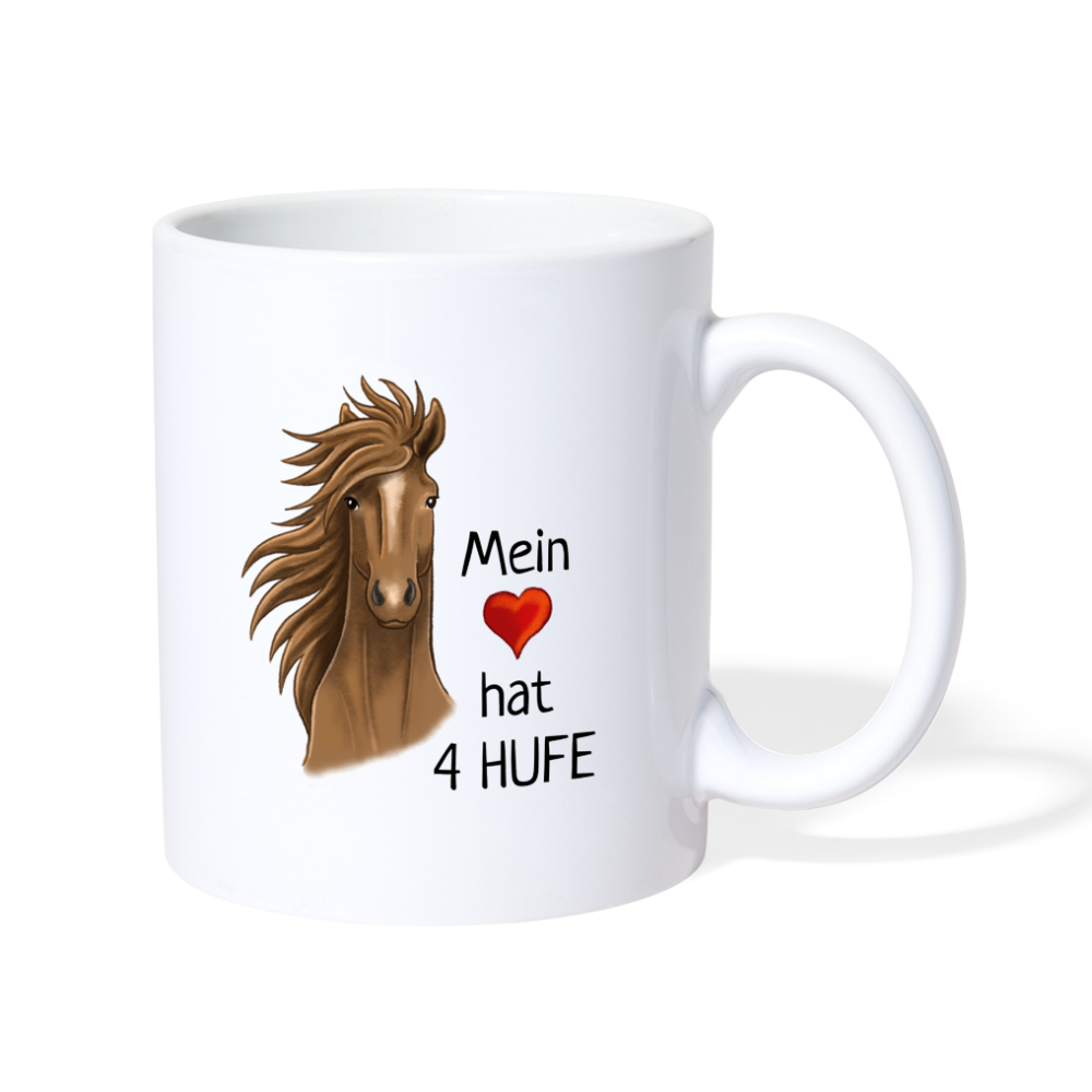 "Mein Herz hat 4 Hufe" Illustrations-Stil - Tasse weiß - weiß
