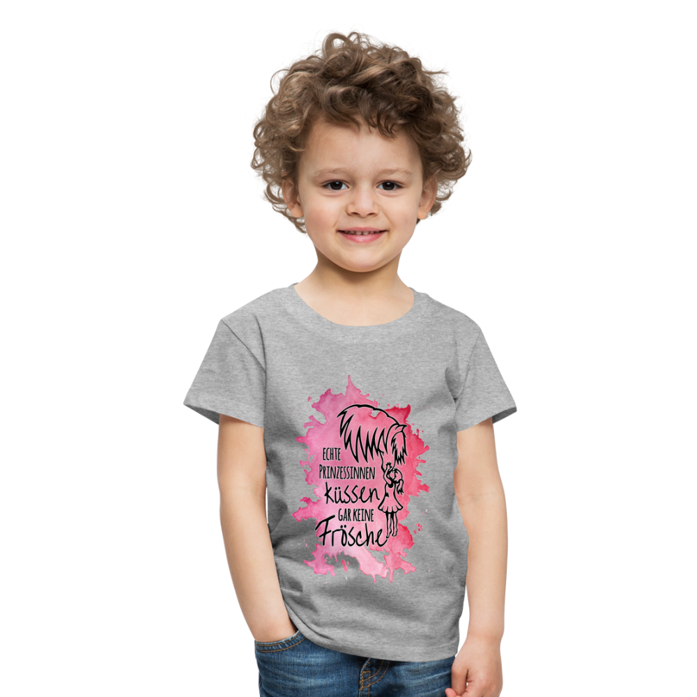 "Prinzessinnen-Kuss" Aquarell-Stil - Kinder T-Shirt - Grau meliert