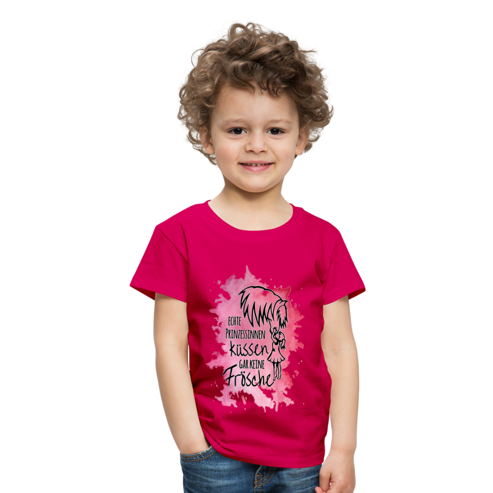"Prinzessinnen-Kuss" Aquarell-Stil - Kinder T-Shirt - dunkles Pink