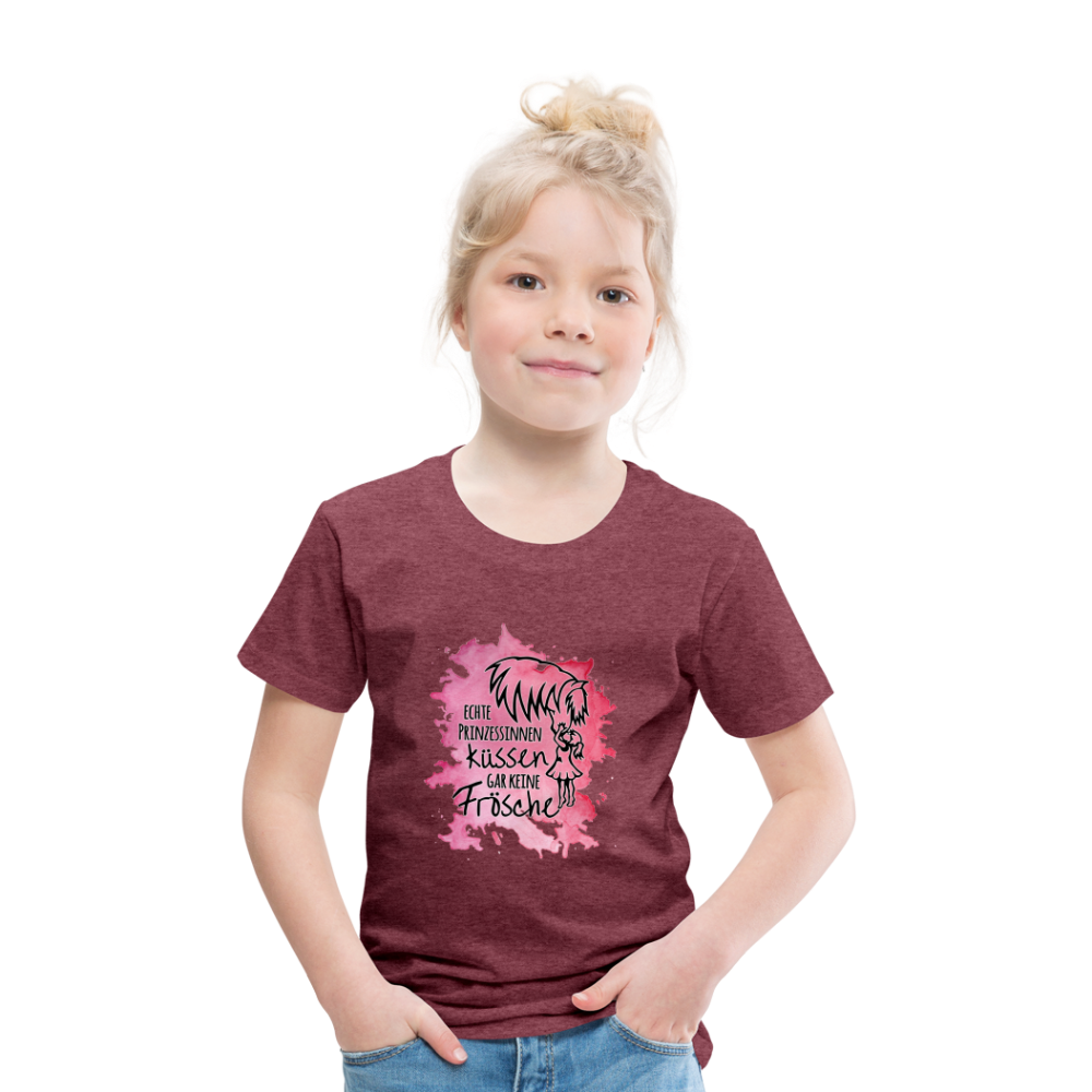 "Prinzessinnen-Kuss" Aquarell-Stil - Kinder T-Shirt - Bordeauxrot meliert