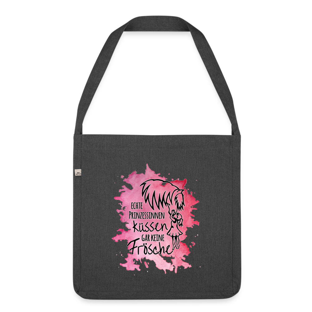 "Prinzessinnen-Kuss" Aquarell-Stil - Schultertasche - Schwarz meliert