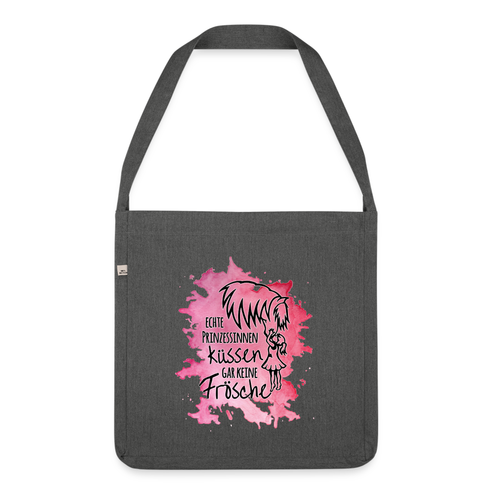 "Prinzessinnen-Kuss" Aquarell-Stil - Schultertasche - Dunkelgrau meliert