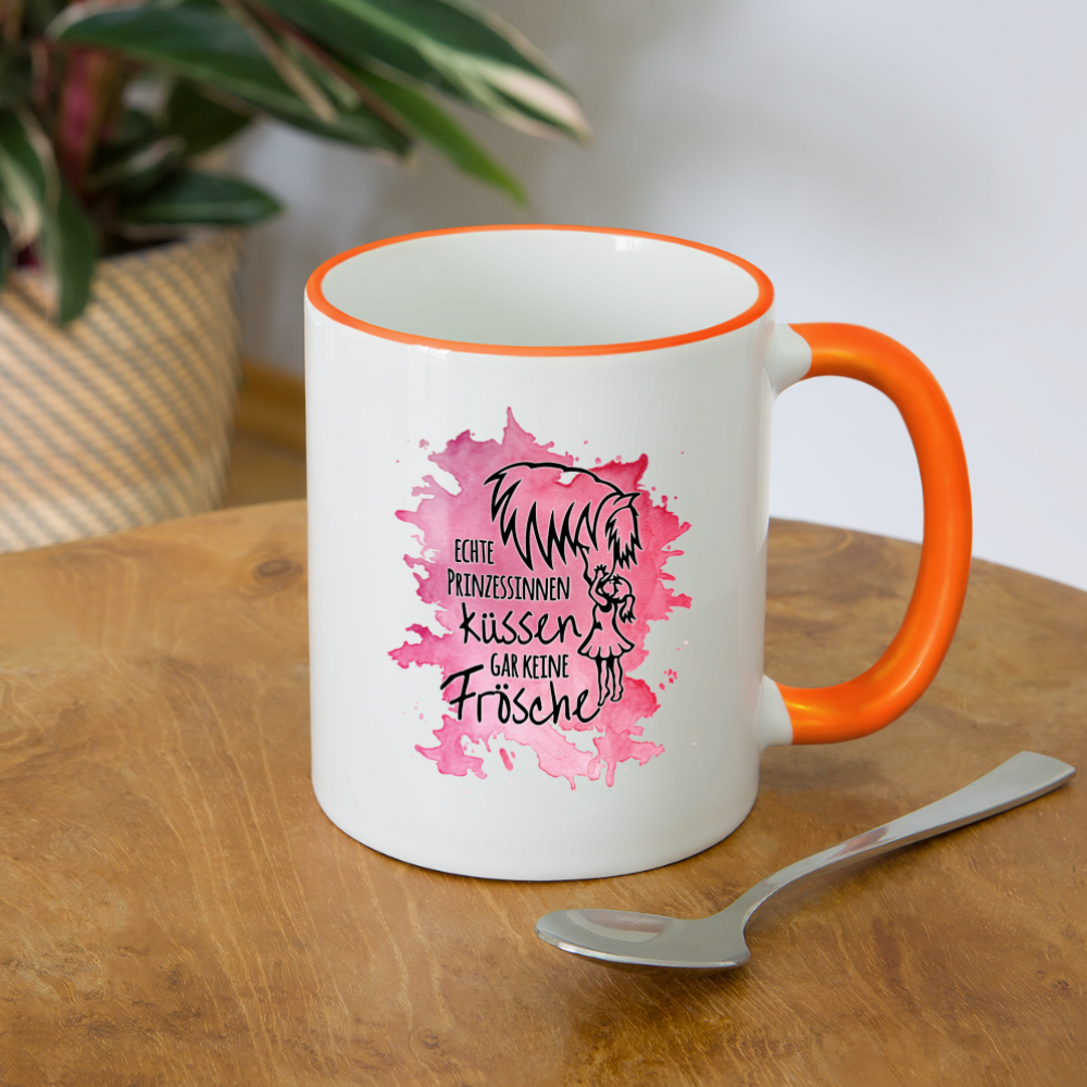 "Prinzessinnen-Kuss" Aquarell-Stil - Tasse zweifarbig - Weiß/Orange