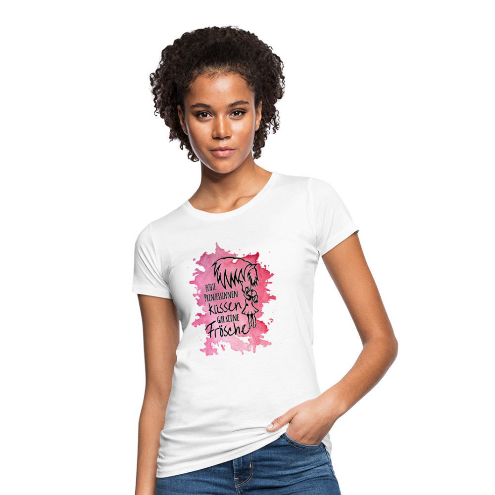 "Prinzessinnen-Kuss" Aquarell-Stil - Frauen Bio-T-Shirt - weiß