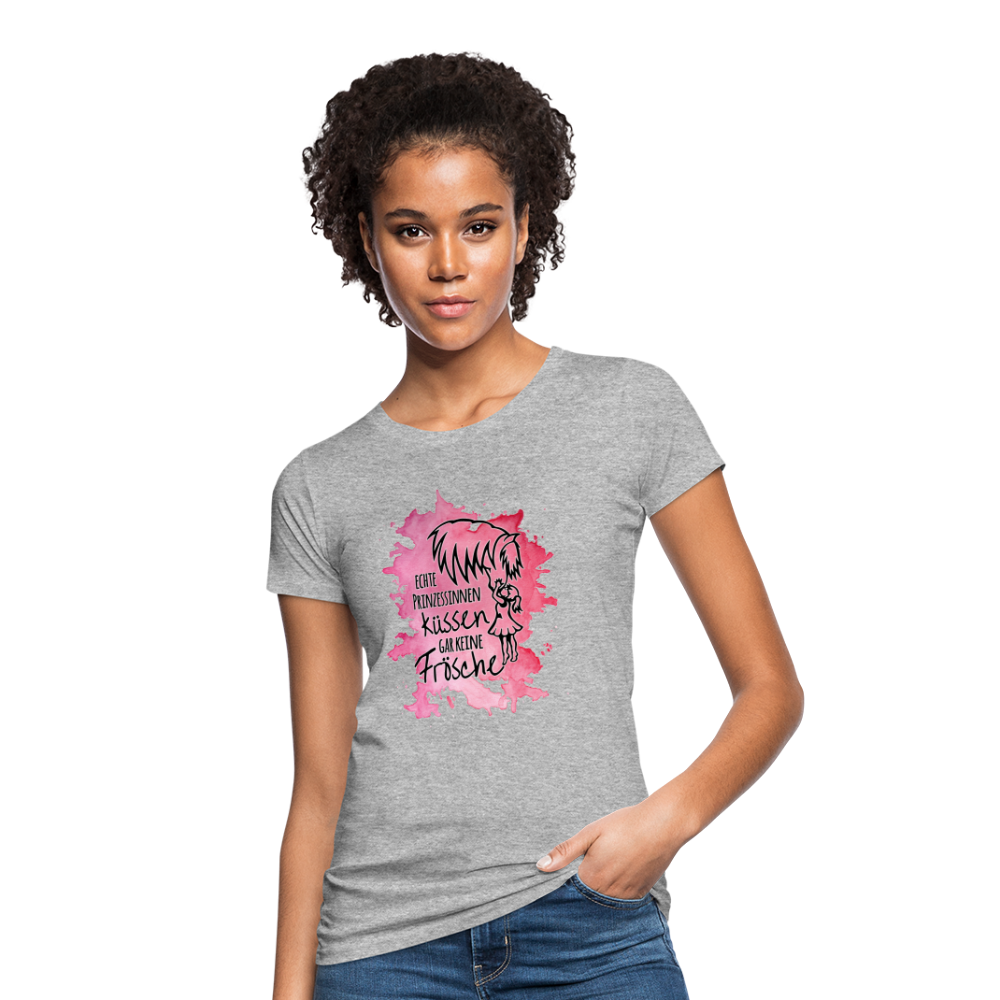 "Prinzessinnen-Kuss" Aquarell-Stil - Frauen Bio-T-Shirt - Grau meliert