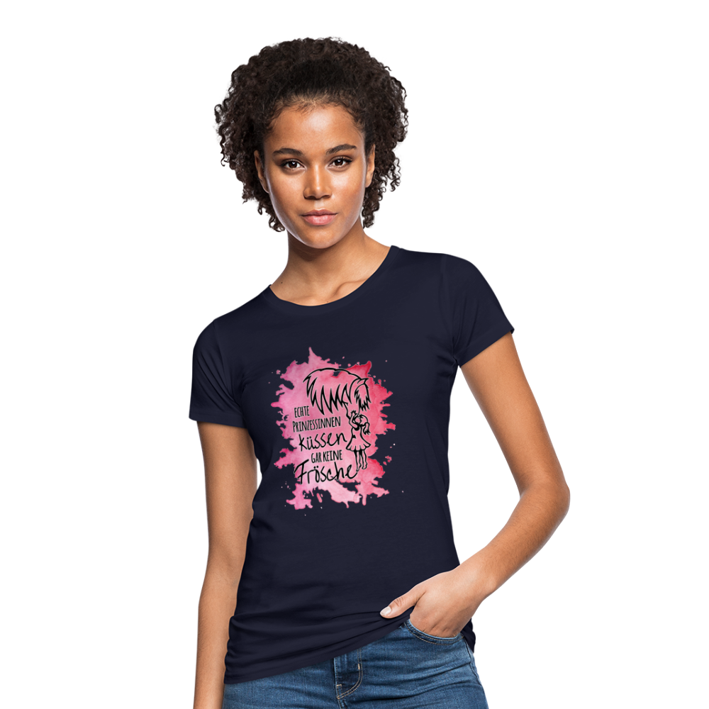 "Prinzessinnen-Kuss" Aquarell-Stil - Frauen Bio-T-Shirt - Navy