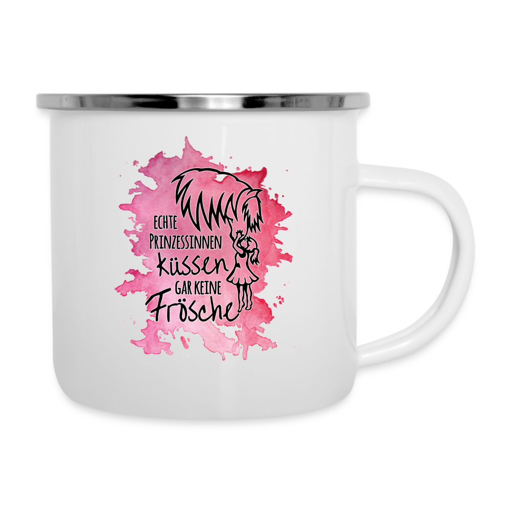 "Prinzessinnen-Kuss" Aquarell-Stil - Emaille-Tasse - weiß