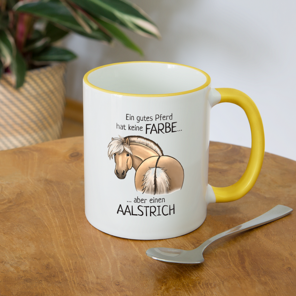 "Aalstrich" Illustrations-Stil - Tasse zweifarbig - Weiß/Gelb