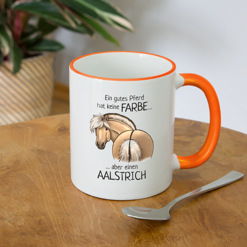 "Aalstrich" Illustrations-Stil - Tasse zweifarbig - Weiß/Orange