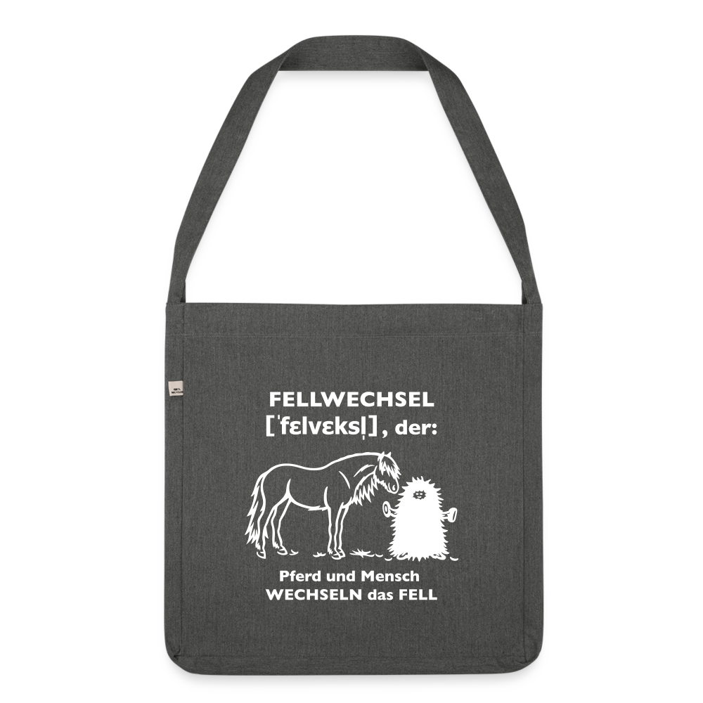 „Definition Fellwechsel“ Grafik-Stil - Schultertasche - Dunkelgrau meliert