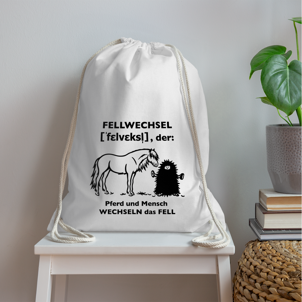„Definition Fellwechsel“ Grafik-Stil - Stallbeutel - weiß