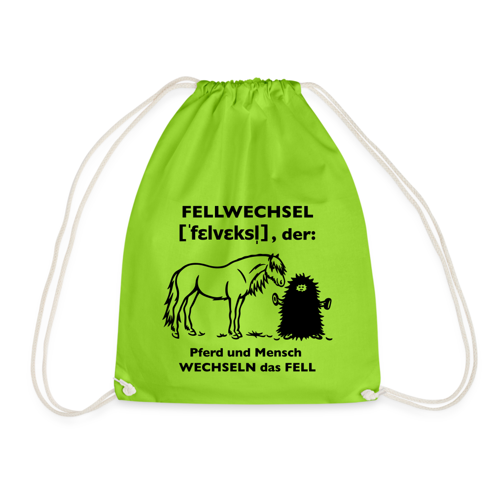 „Definition Fellwechsel“ Grafik-Stil - Stallbeutel - Neongrün