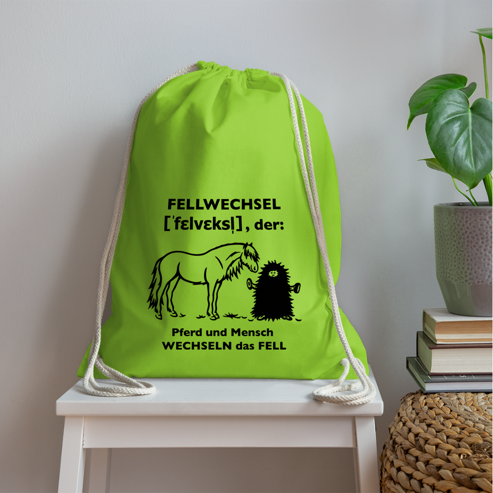 „Definition Fellwechsel“ Grafik-Stil - Stallbeutel - Neongrün