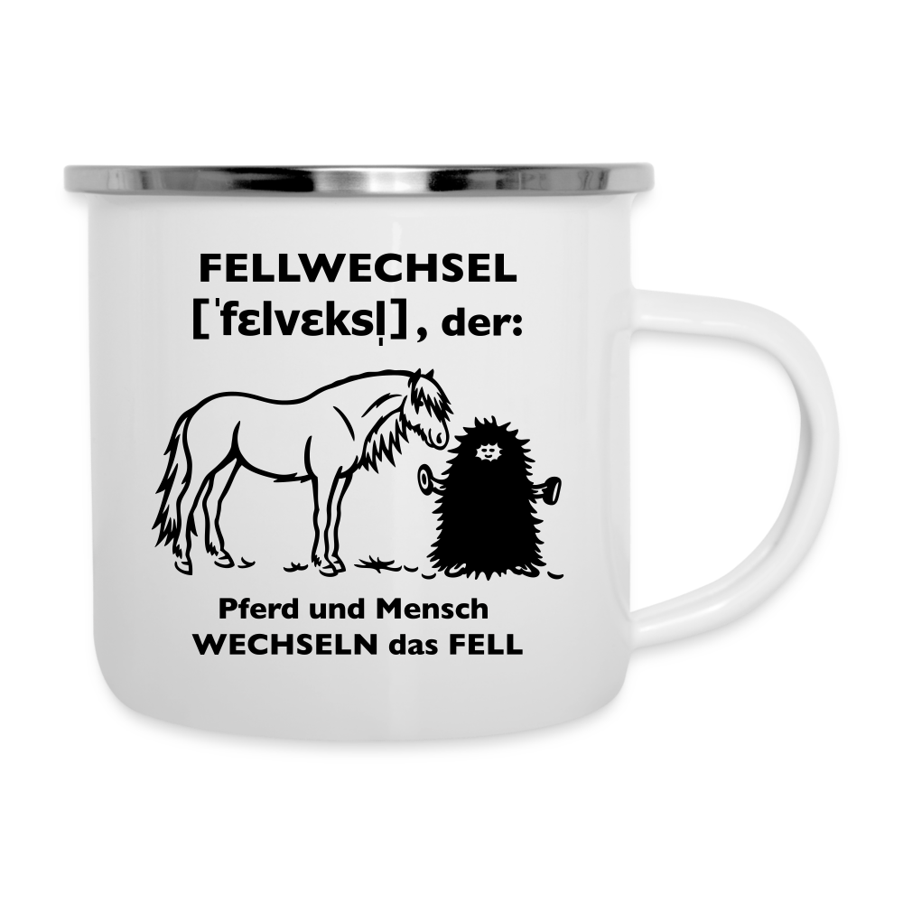 „Definition Fellwechsel“ Grafik-Stil - Emaille-Tasse - weiß