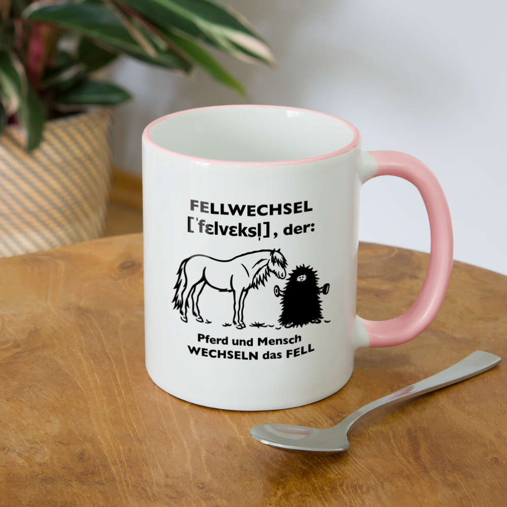 „Definition Fellwechsel“ Grafik-Stil - Tasse zweifarbig - Weiß/Pink