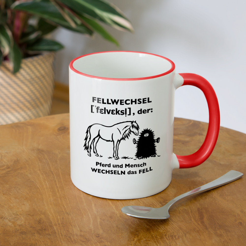 „Definition Fellwechsel“ Grafik-Stil - Tasse zweifarbig - Weiß/Rot