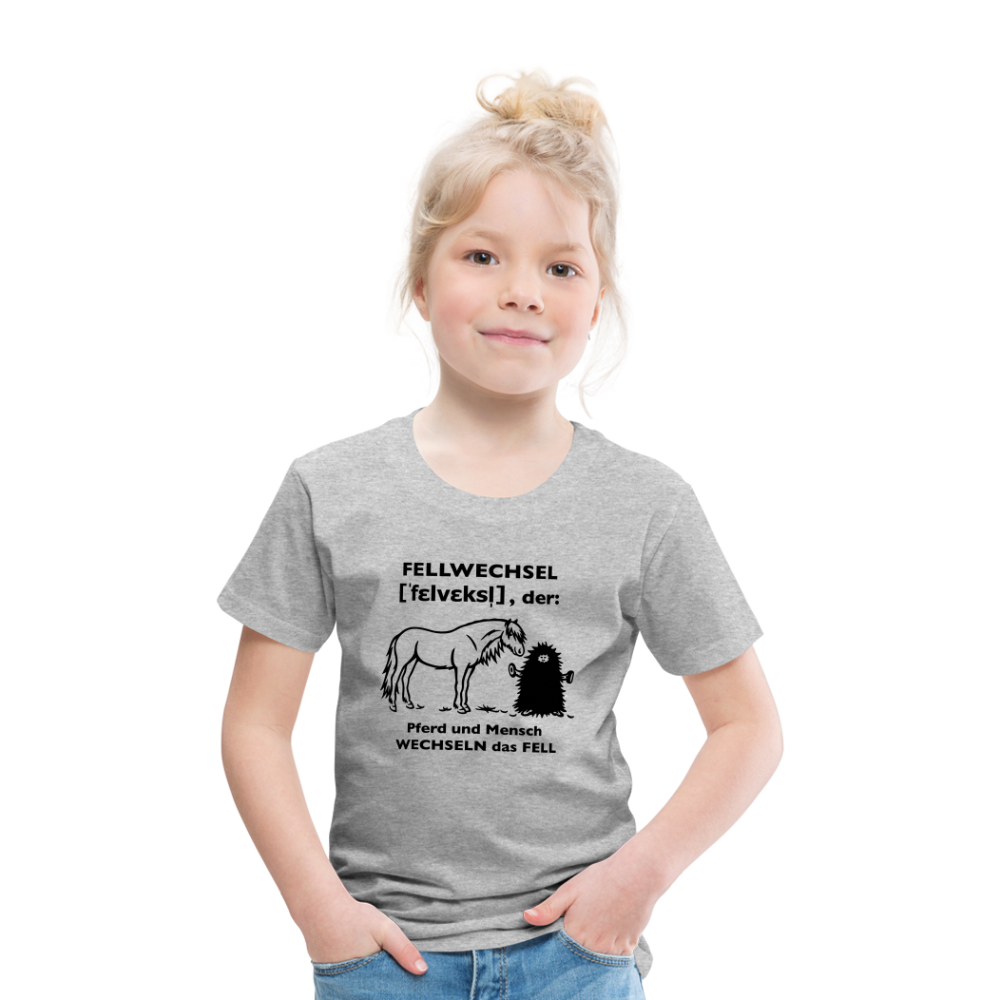 „Definition Fellwechsel“ Grafik-Stil - Kinder T-Shirt - Grau meliert