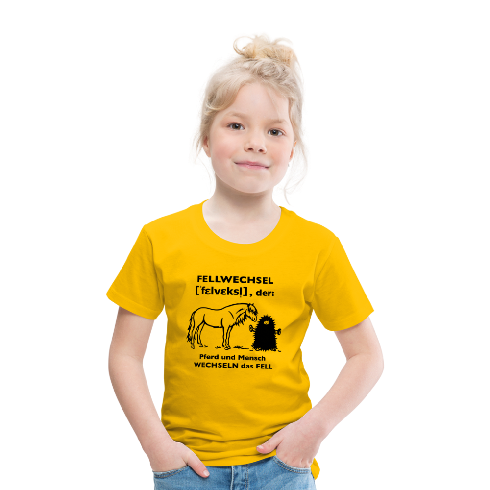 „Definition Fellwechsel“ Grafik-Stil - Kinder T-Shirt - Sonnengelb
