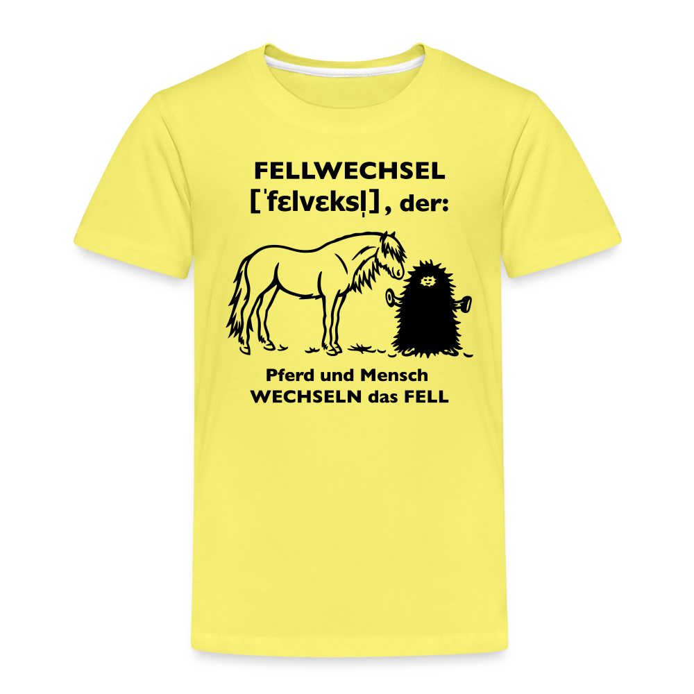 „Definition Fellwechsel“ Grafik-Stil - Kinder T-Shirt - Gelb